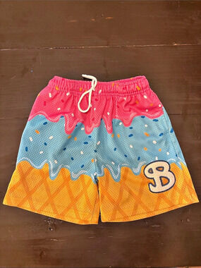 BKTSQD Ice Cream Mesh Shorts Boys Youth Large Orange & Pink